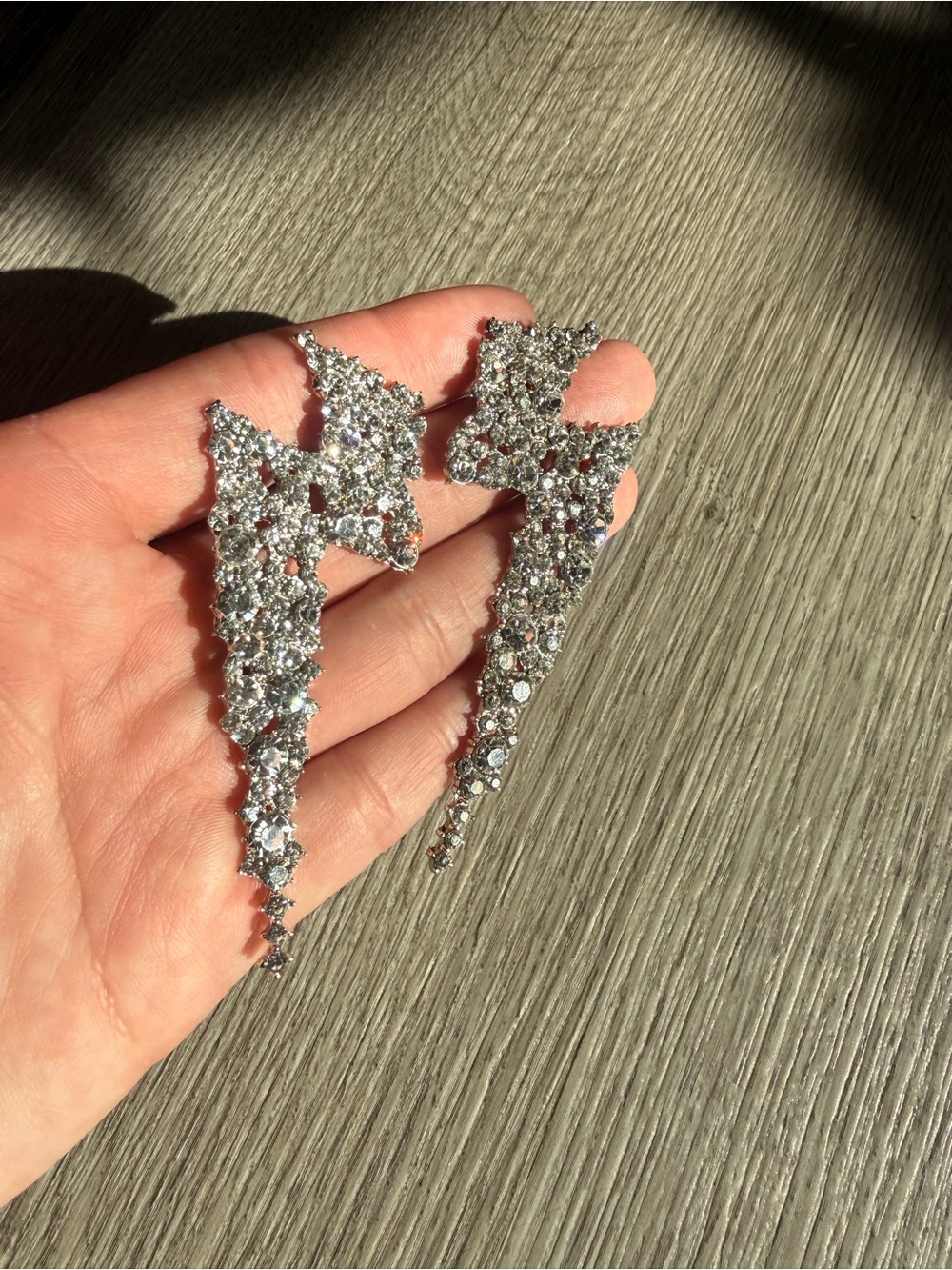Silver Crystal Lightning Drop Earrings - Women Jewelry